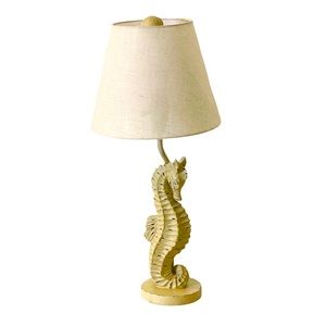 Wood Metal Sea Seahorse Nautical Beach Table Lamp 
Indoor Coastal Accent Light